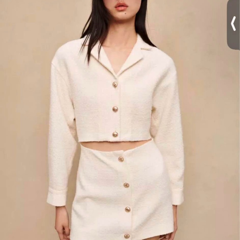 Maje Cream Button-Front Mini Dress Set